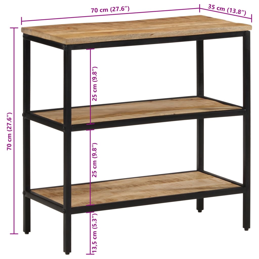 Wandtafel 70x35x70 cm massief ruw mangohout