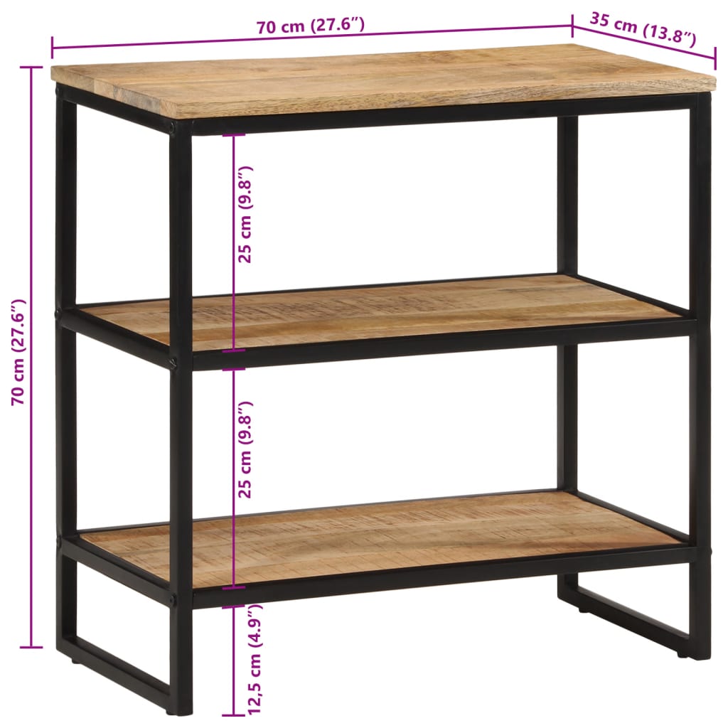 Wandtafel 70x35x70 cm massief ruw mangohout