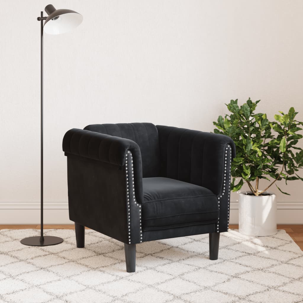 Fauteuil fluweel zwart