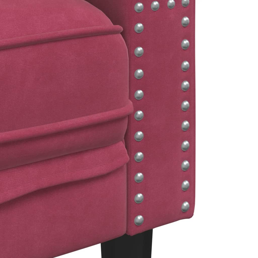 Tweezitsbank Chesterfield-stijl en bolsters fluweel wijnrood