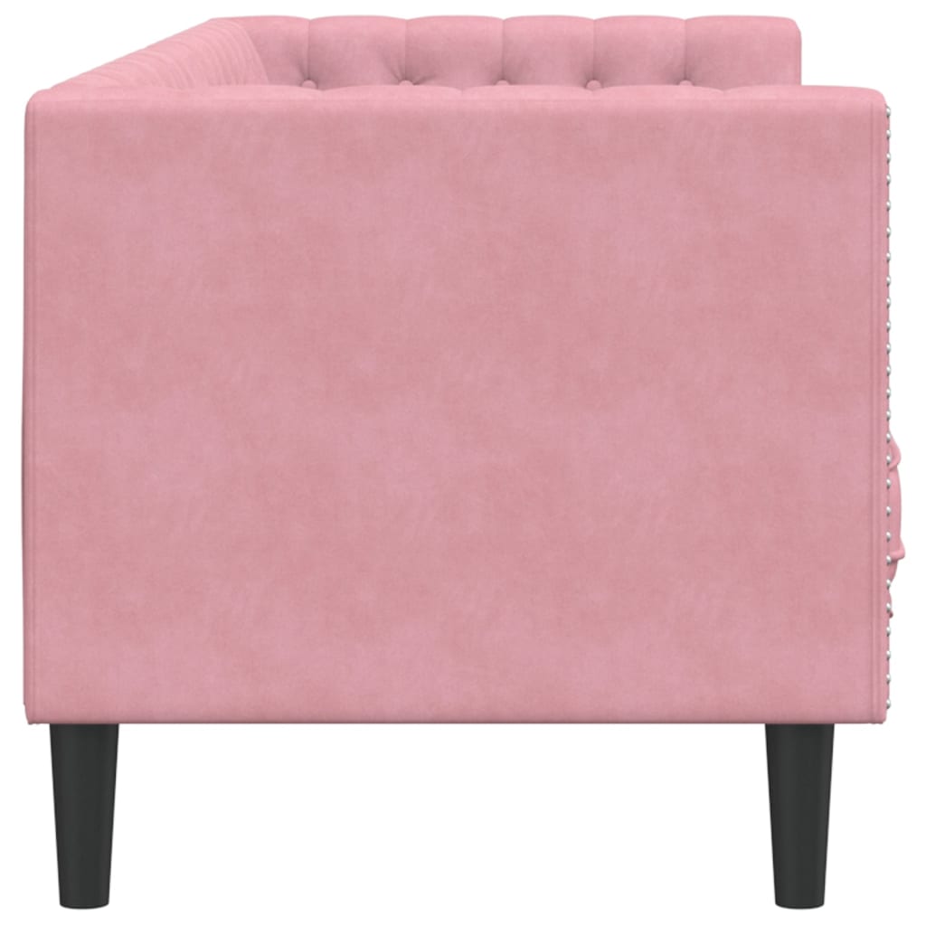 Driezitsbank Chesterfield-stijl met bolsters fluweel roze