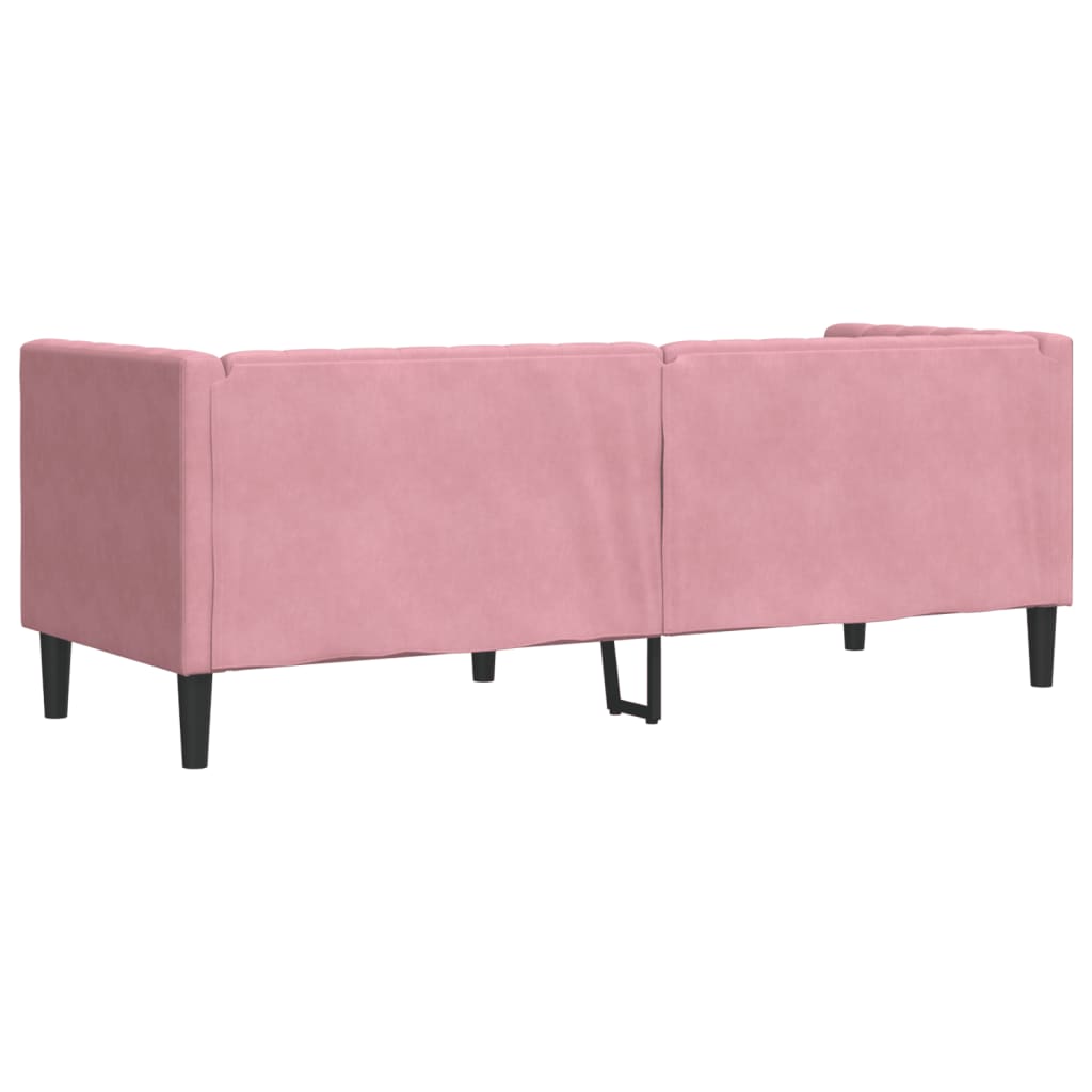 Driezitsbank Chesterfield-stijl met bolsters fluweel roze