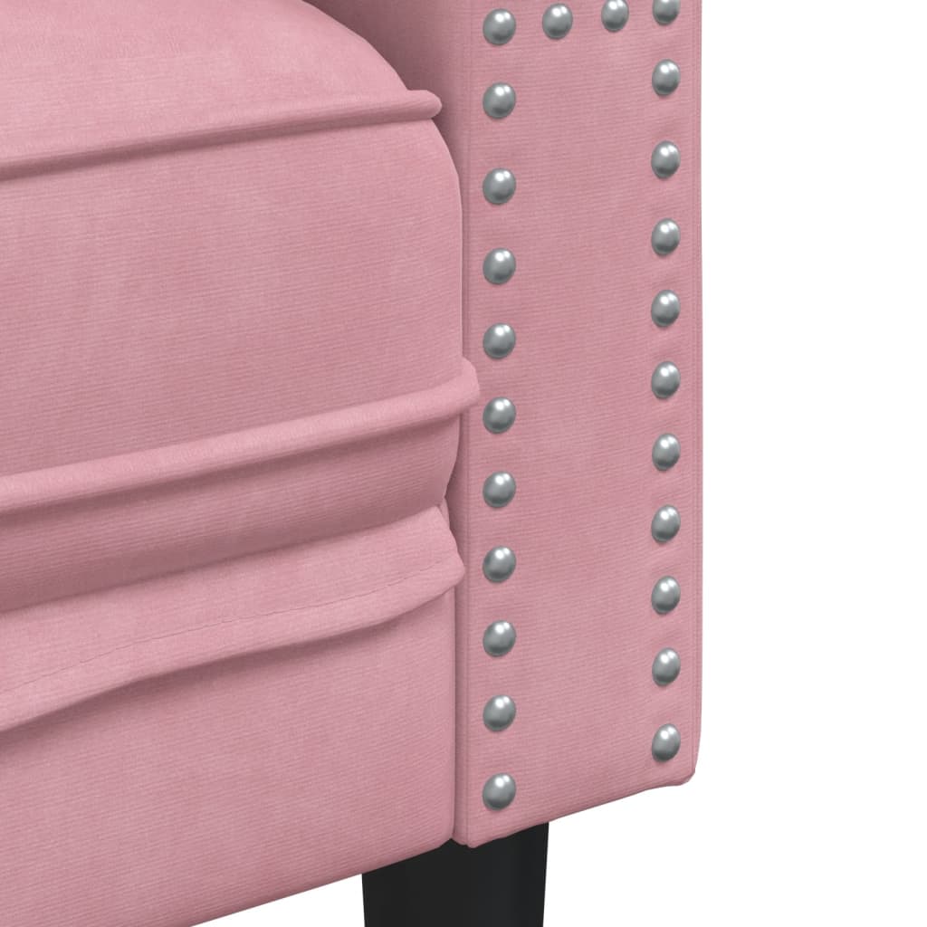 Driezitsbank Chesterfield-stijl met bolsters fluweel roze