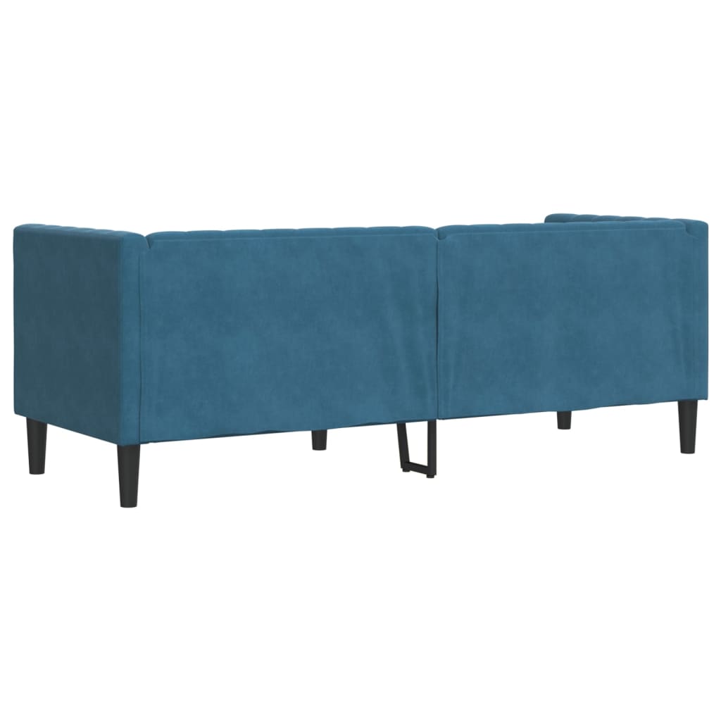 Driezitsbank Chesterfield-stijl met bolsters fluweel blauw