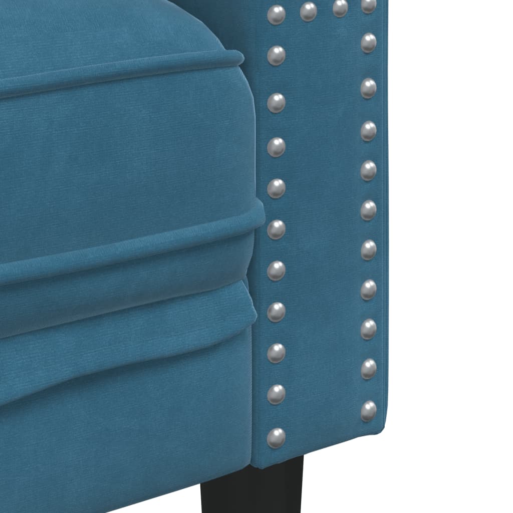 Driezitsbank Chesterfield-stijl met bolsters fluweel blauw