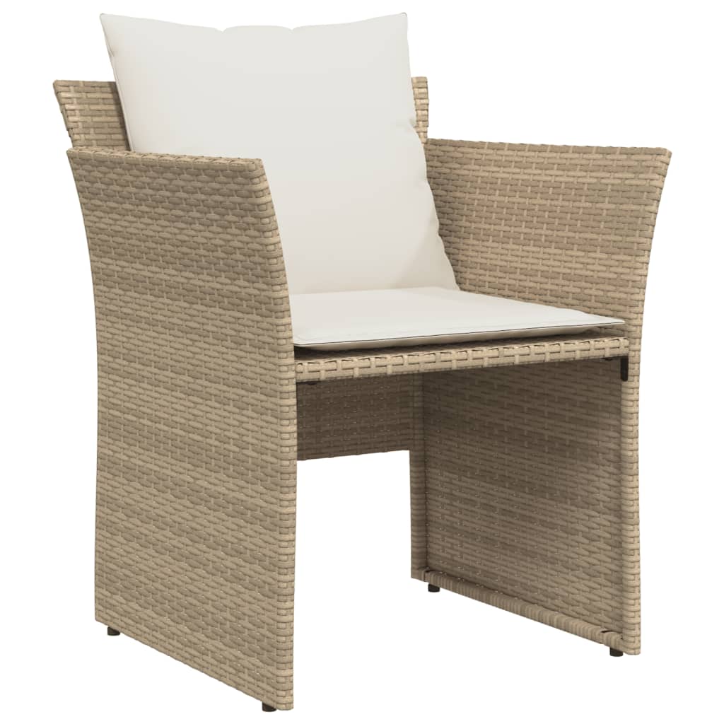 Tuinstoel met voetenbank poly rattan beige