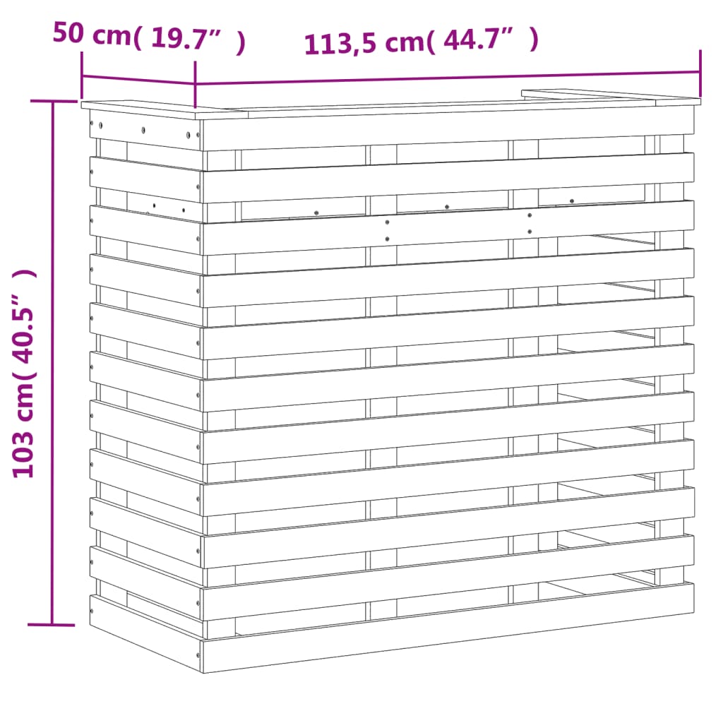 Tuinbartafel 113,5x50x103 cm massief grenenhout wit