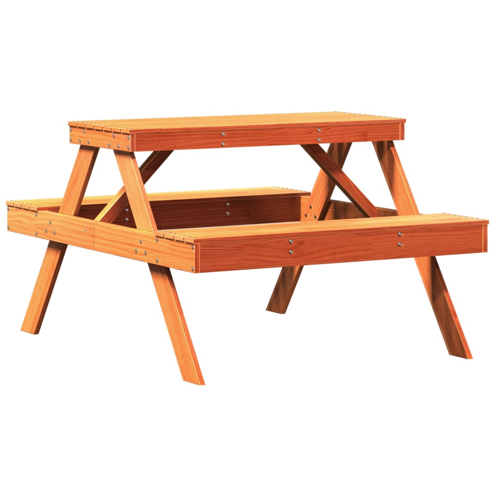 Picknicktafel 105x134x75 cm massief grenenhout wasbruin