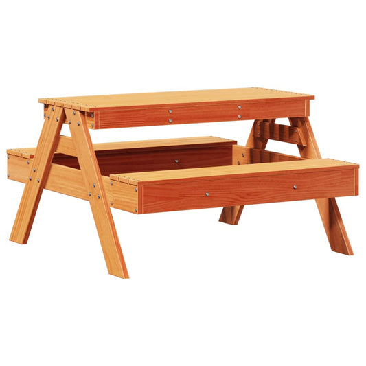 Picknicktafel voor kinderen 88x97x52 cm grenenhout wasbruin