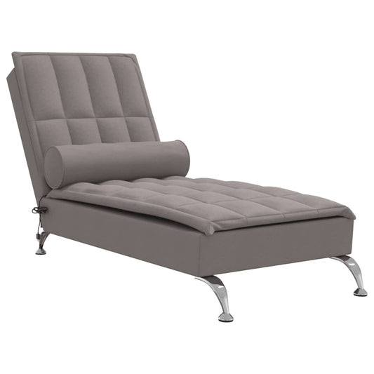 Massage chaise longue met bolster stof taupe