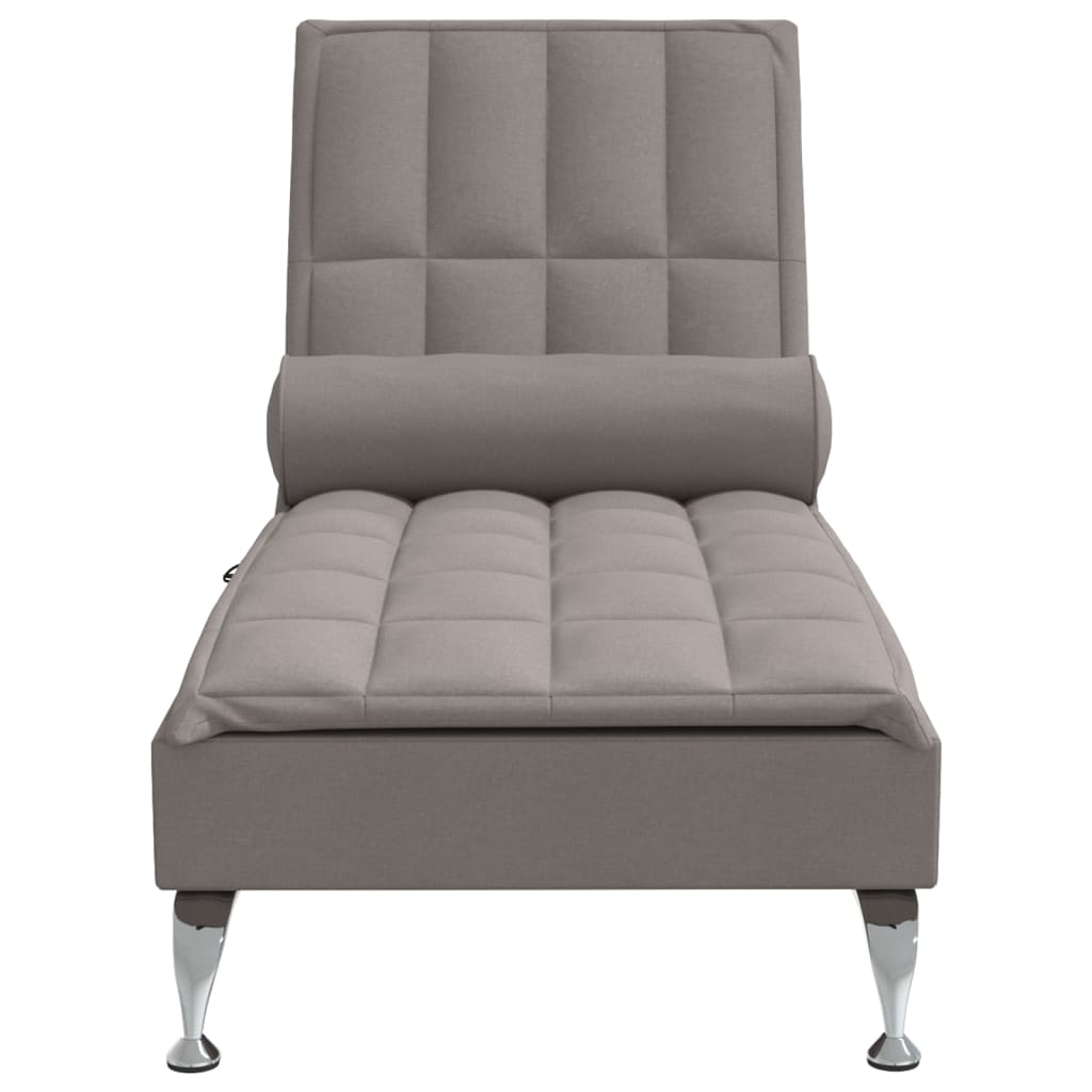 Massage chaise longue met bolster stof taupe