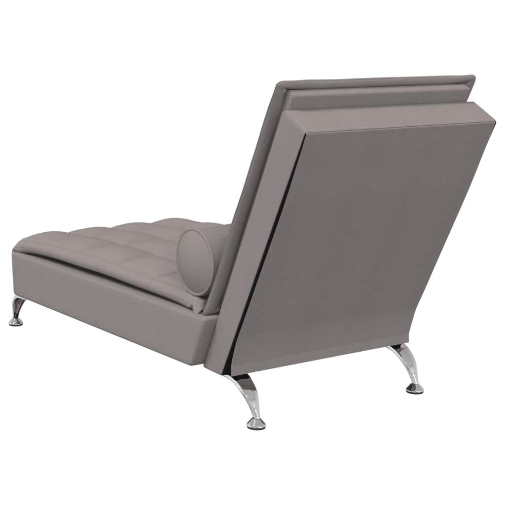 Massage chaise longue met bolster stof taupe