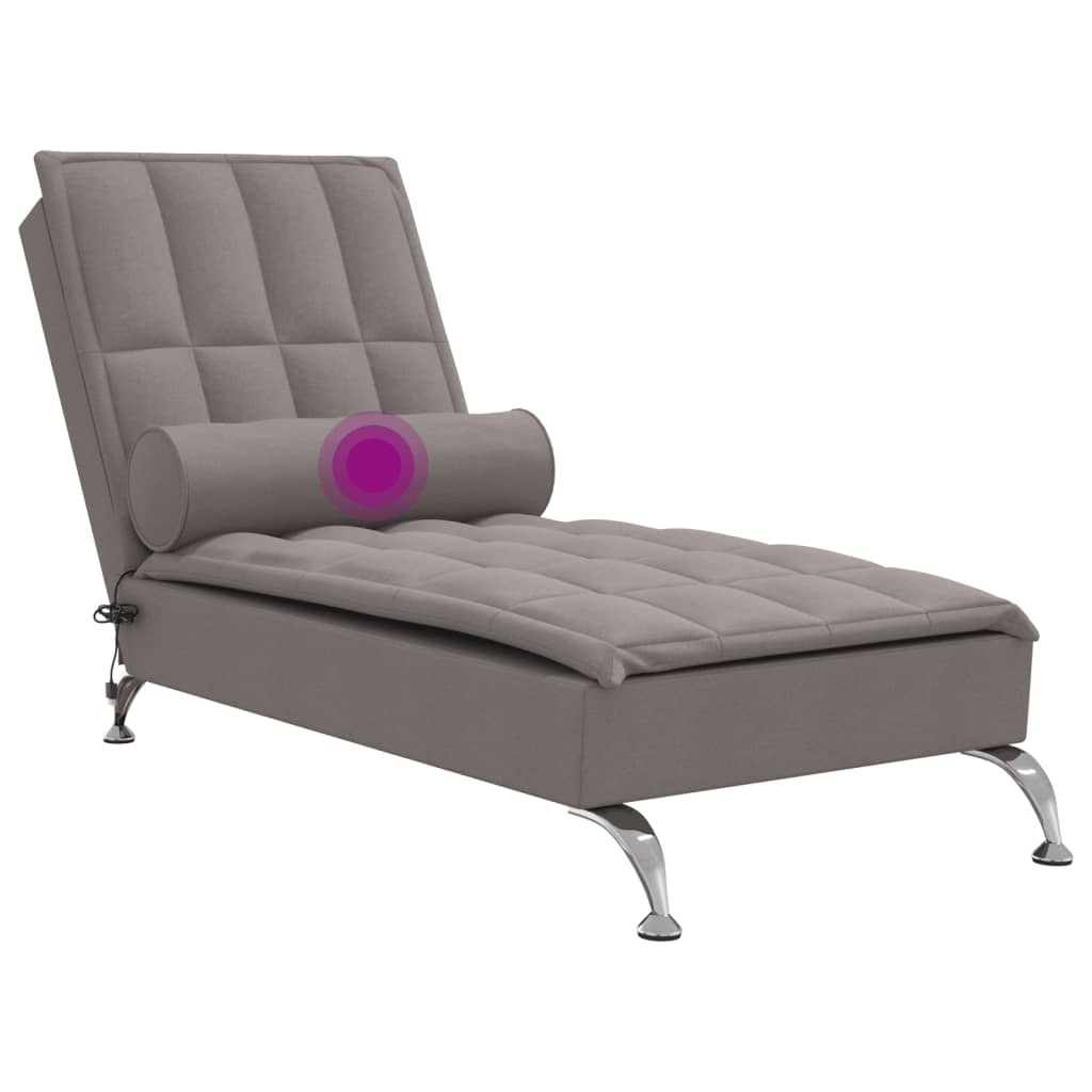 Massage chaise longue met bolster stof taupe