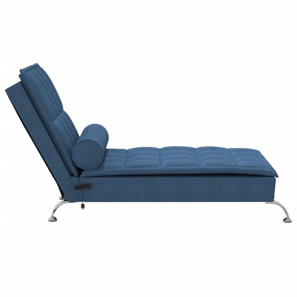 Massage chaise longue met bolster stof blauw