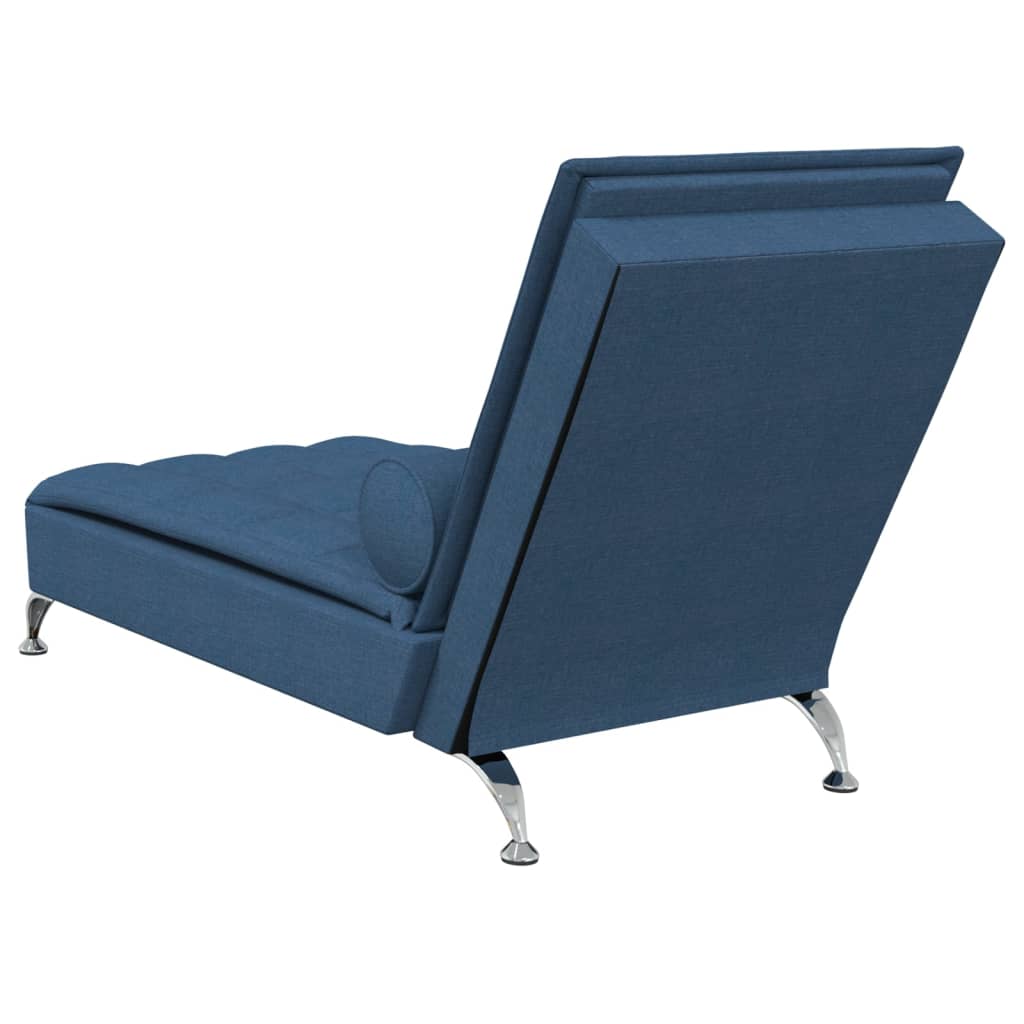 Massage chaise longue met bolster stof blauw