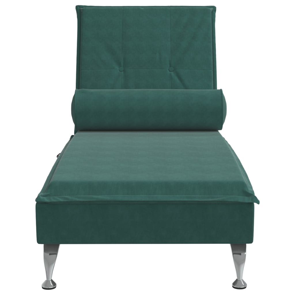 Massage chaise longue met bolster fluweel donkergroen