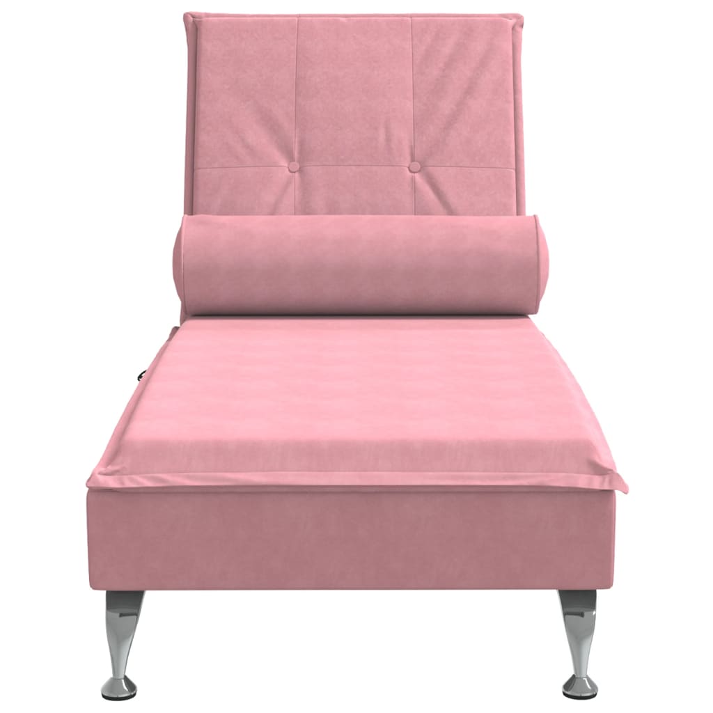 Massage chaise longue met bolster fluweel roze