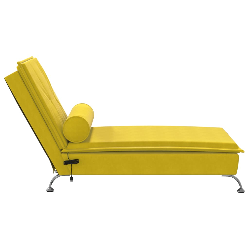 Massage chaise longue met bolster fluweel geel