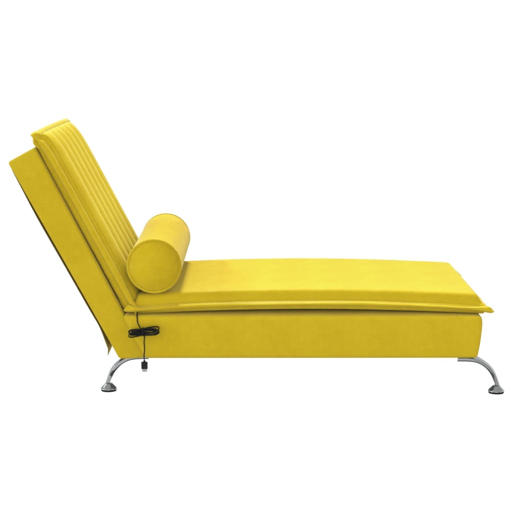 Massage chaise longue met bolster fluweel geel