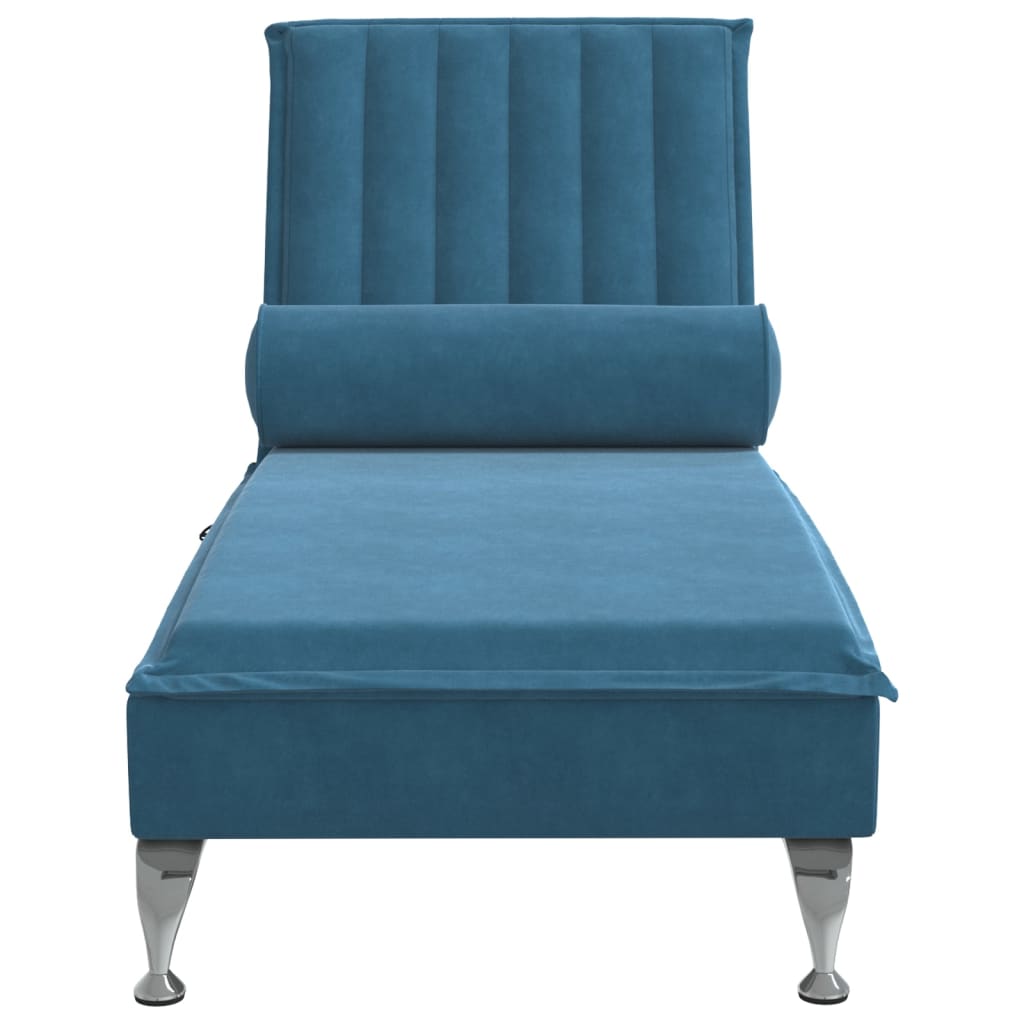 Massage chaise longue met bolster fluweel blauw