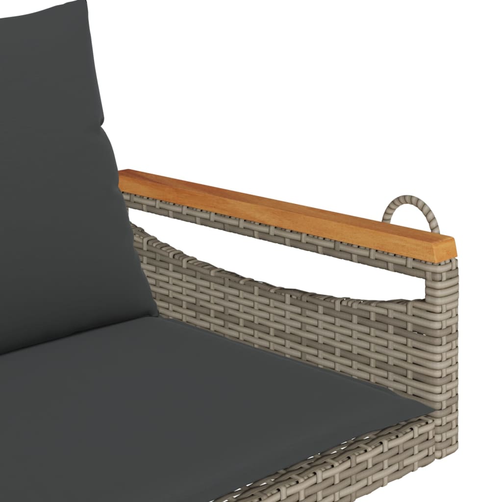 Schommelbank met kussens 109x62x40 cm poly rattan grijs