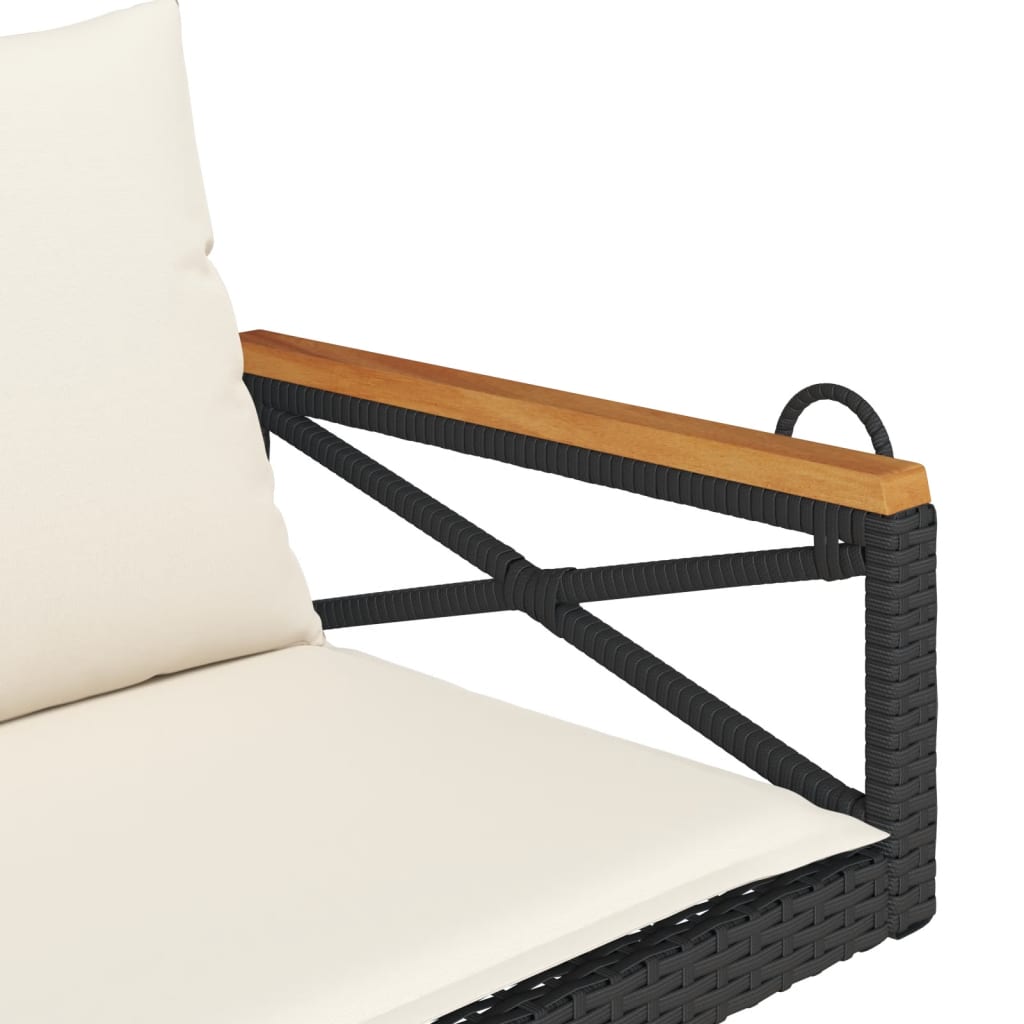 Schommelbank met kussens 109x62x40 cm poly rattan zwart