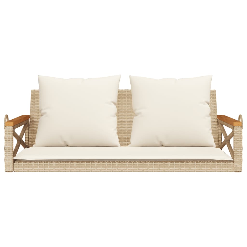 Schommelbank met kussens 109x62x40 cm poly rattan beige