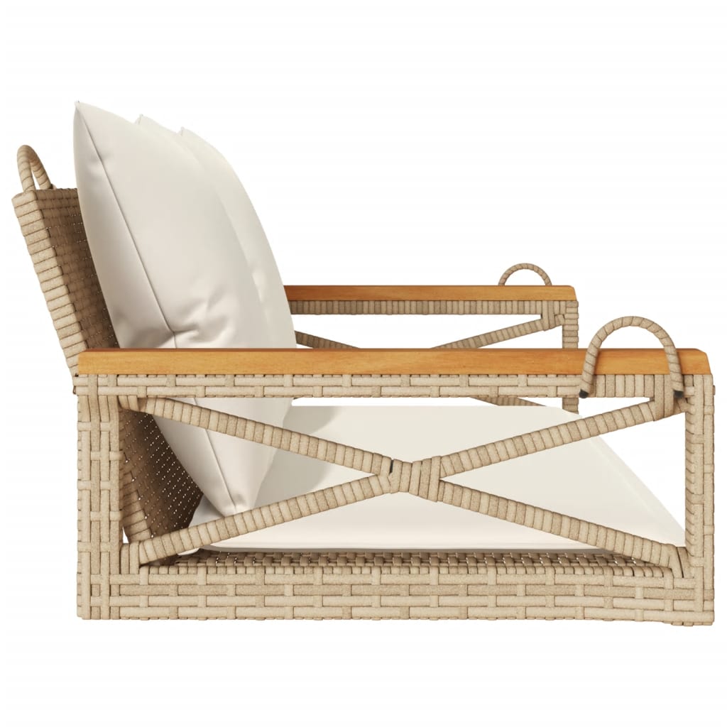 Schommelbank met kussens 109x62x40 cm poly rattan beige