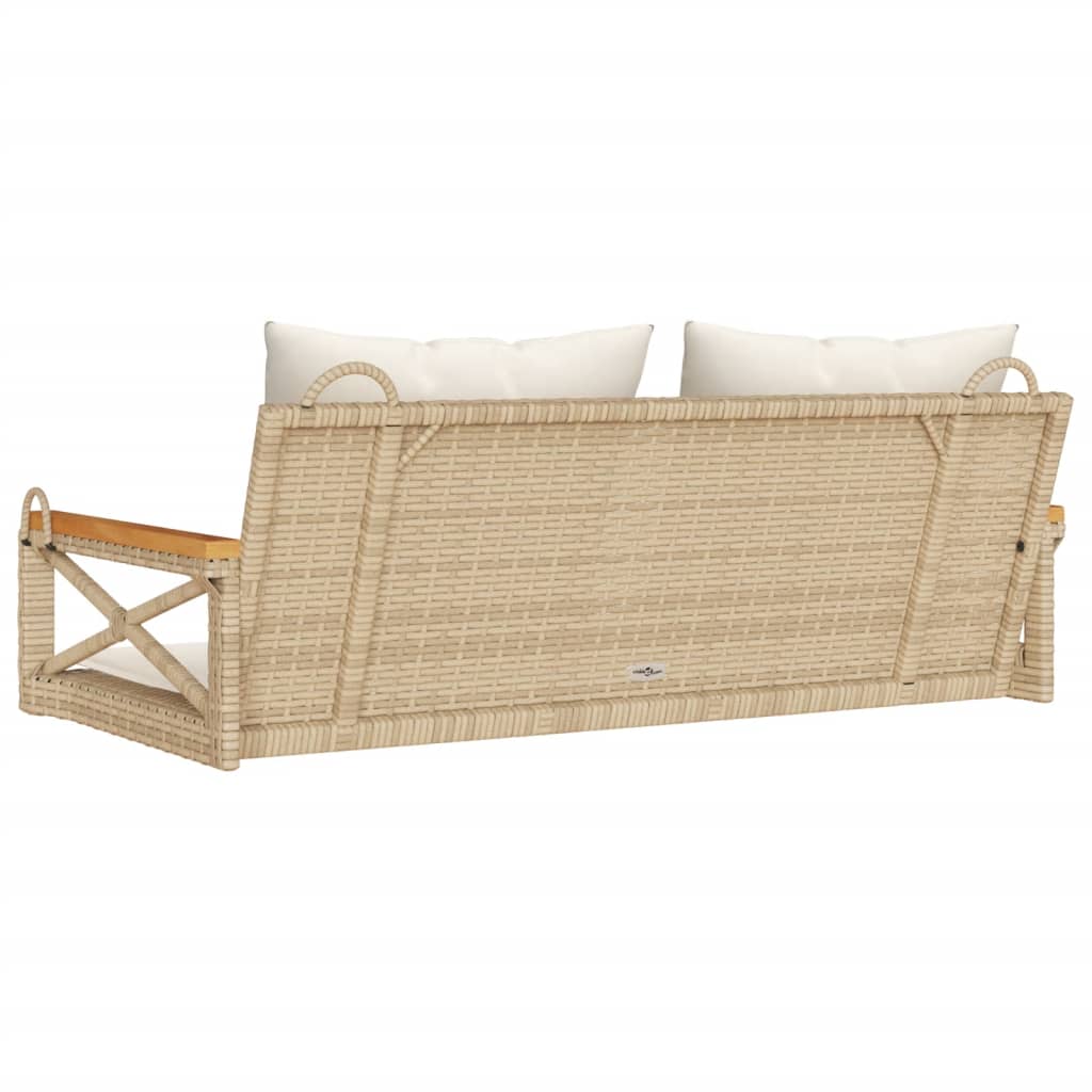 Schommelbank met kussens 109x62x40 cm poly rattan beige