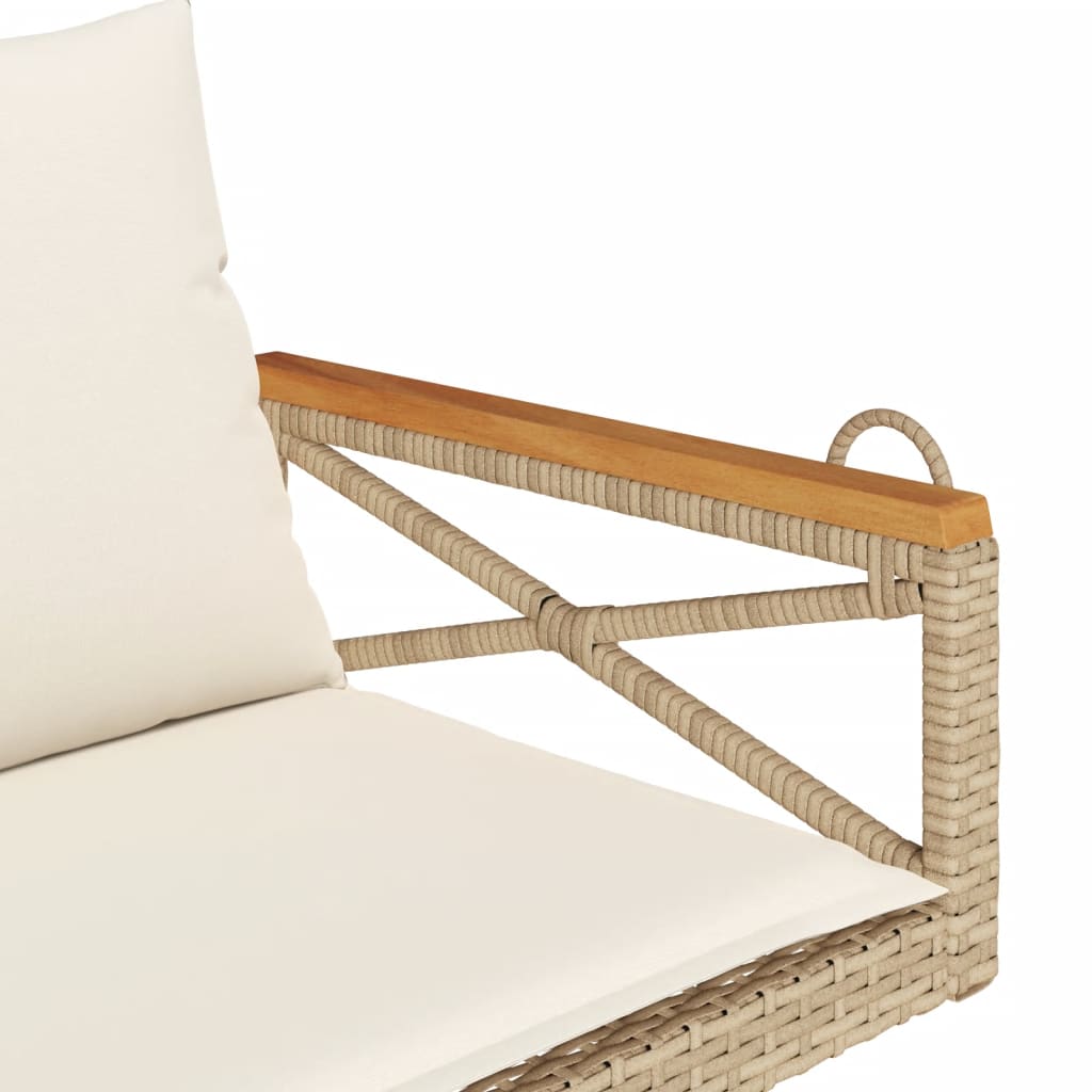 Schommelbank met kussens 109x62x40 cm poly rattan beige