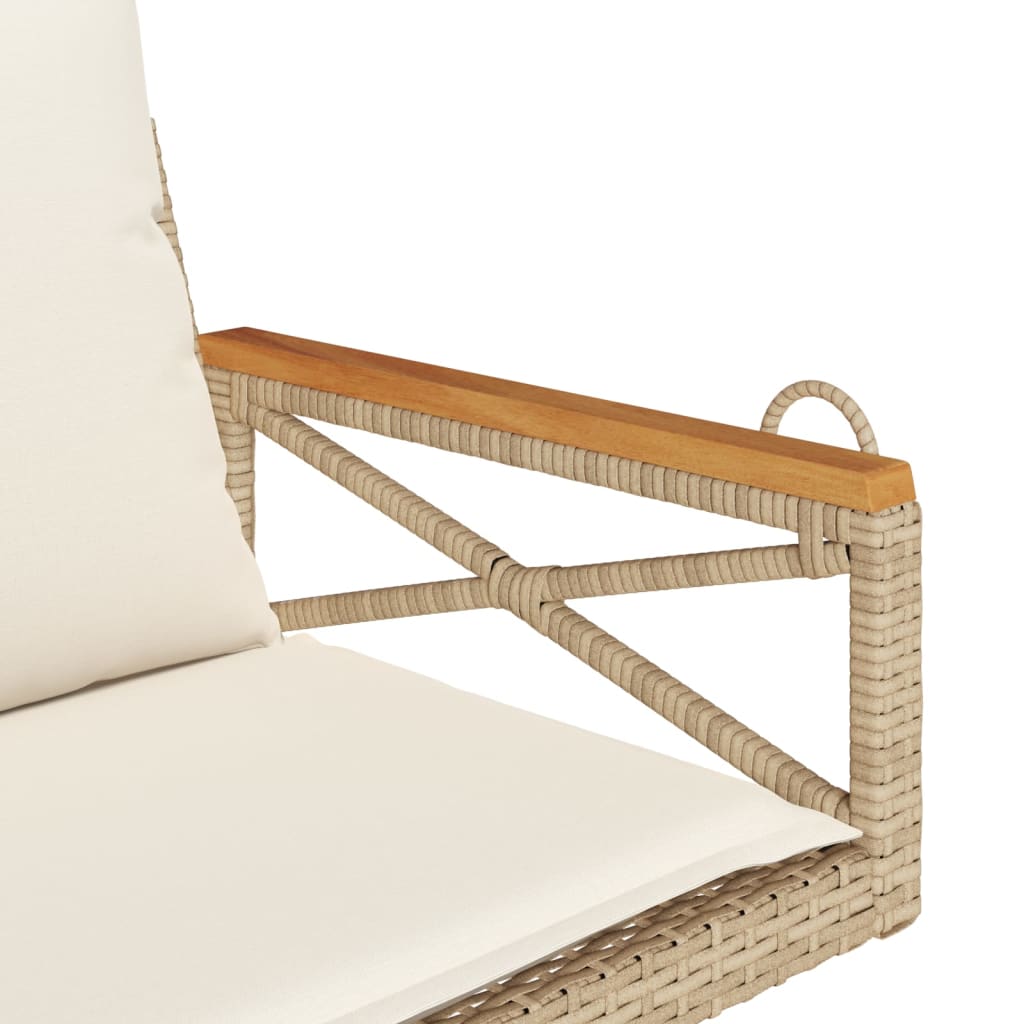 Schommelbank met kussens 63x62x40 cm poly rattan beige