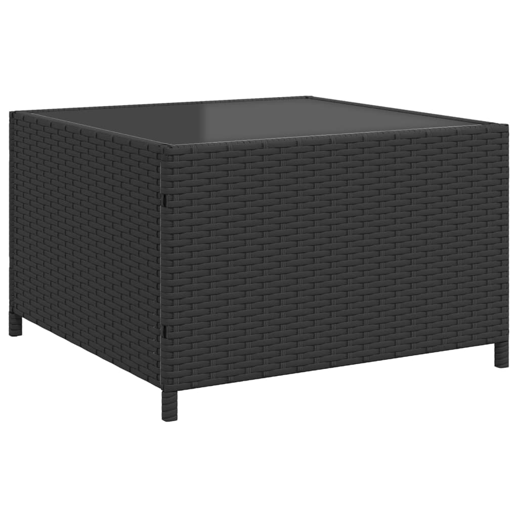 Tuinbank met tafel en kussens L-vormig poly rattan zwart