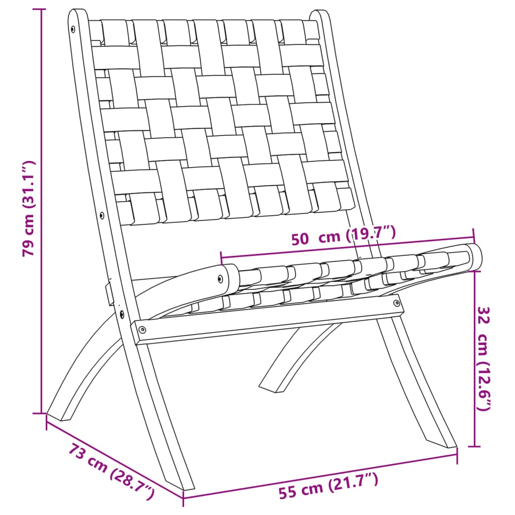 Tuinstoelen 2 st inklapbaar met tafel massief hout zwart