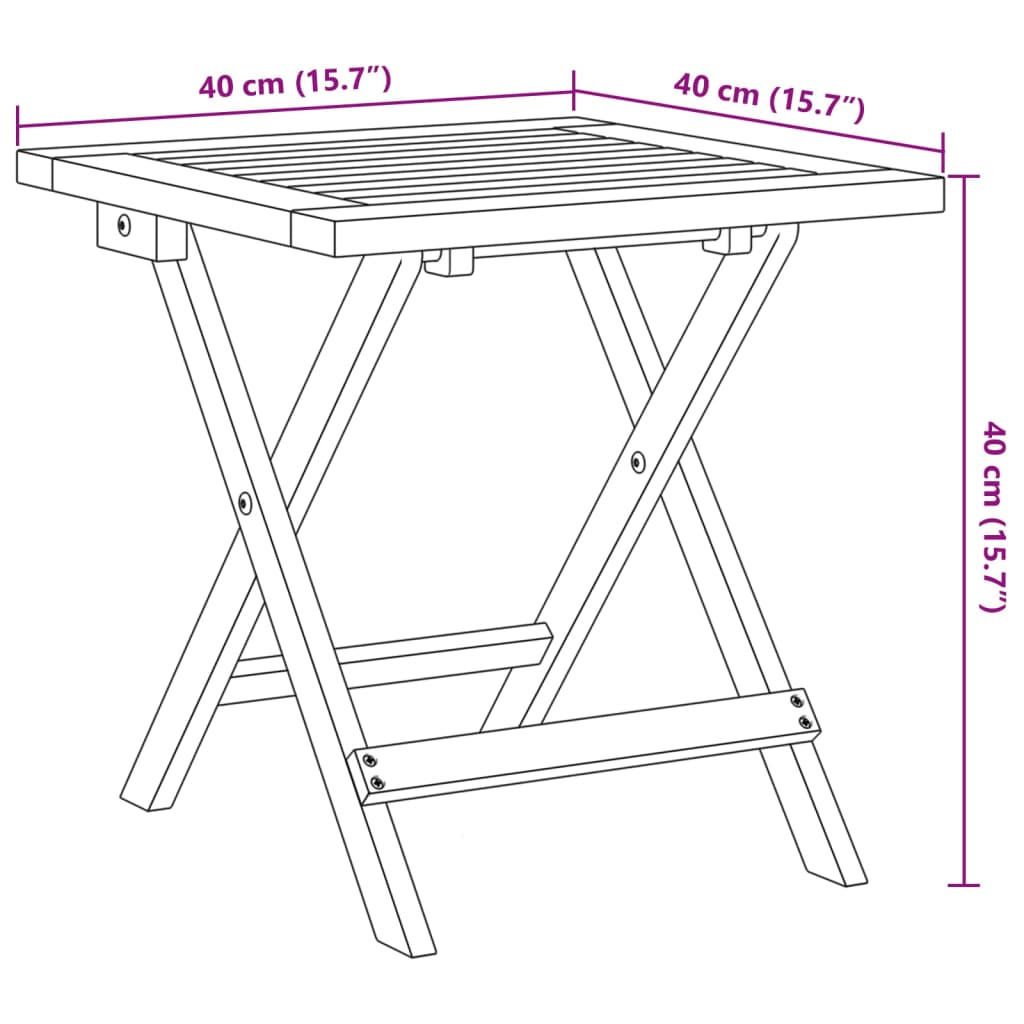 Tuinstoelen 2 st inklapbaar met tafel massief hout zwart