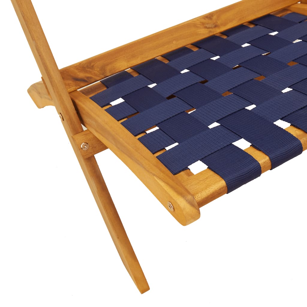 Tuinstoelen 2 st inklapbaar met tafel massief hout blauw