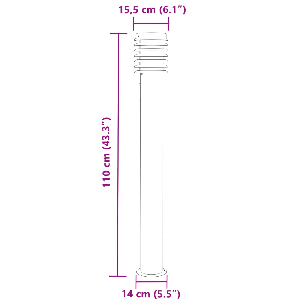 Buitenvloerlampen 3 st stopcontact 110 cm roestvrijstaal zilver