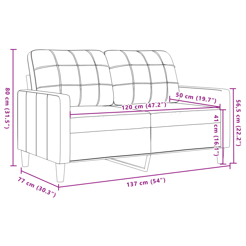 Tweezitsbank 120 cm fluweel donkergrijs