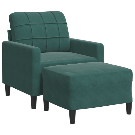 Fauteuil met voetenbank 60 cm fluweel donkergroen