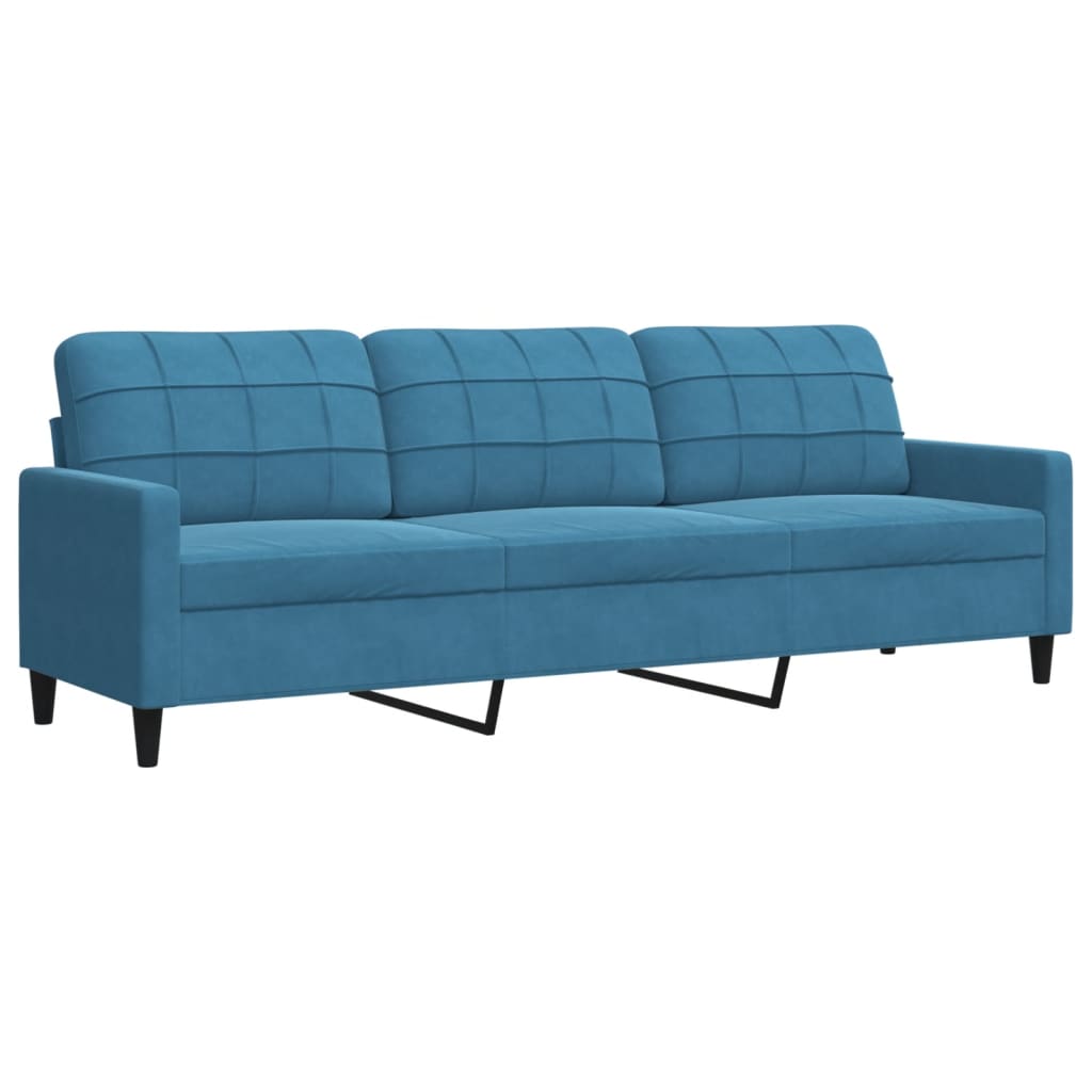 3-delige Loungeset met kussens en bolsters fluweel blauw