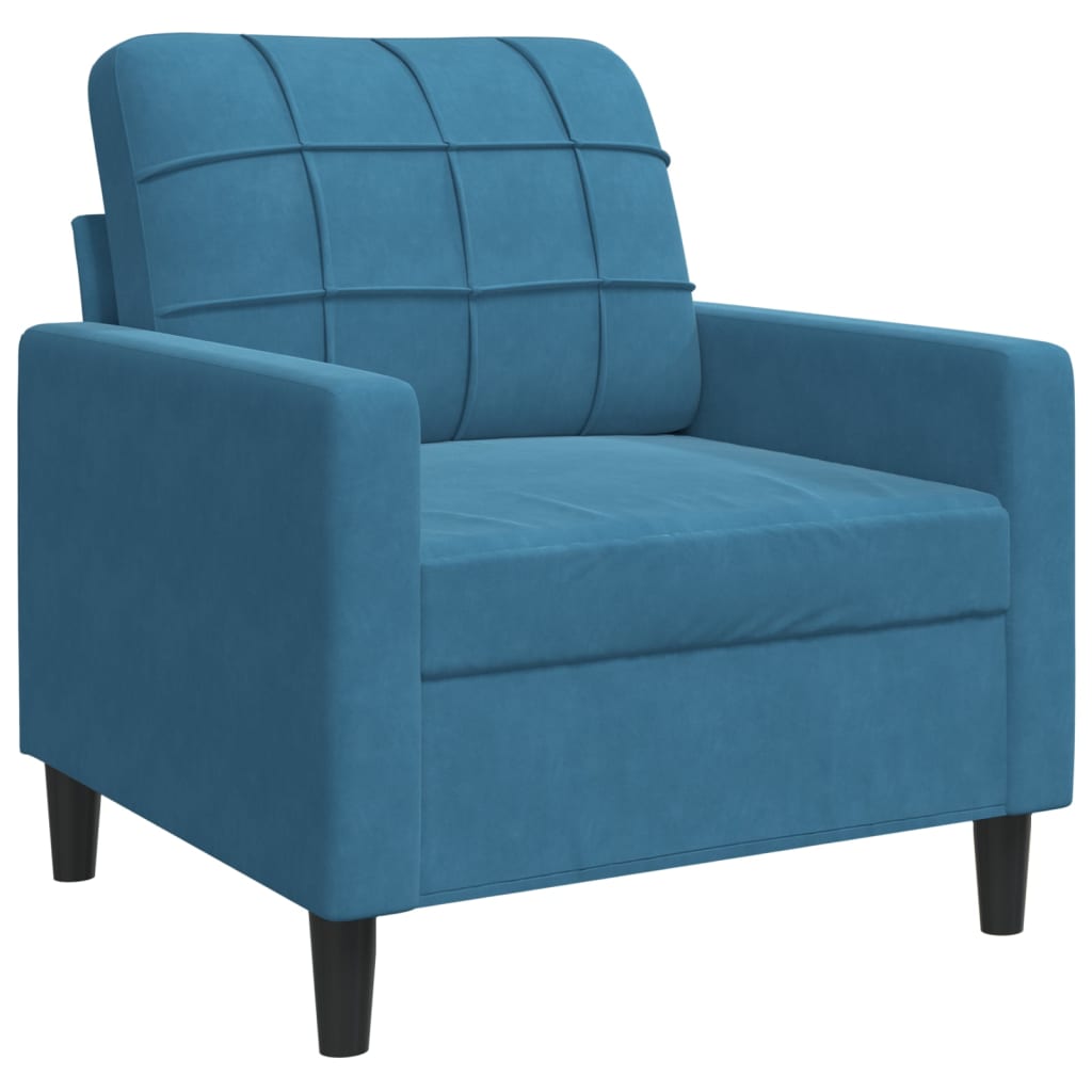 3-delige Loungeset met kussens en bolsters fluweel blauw