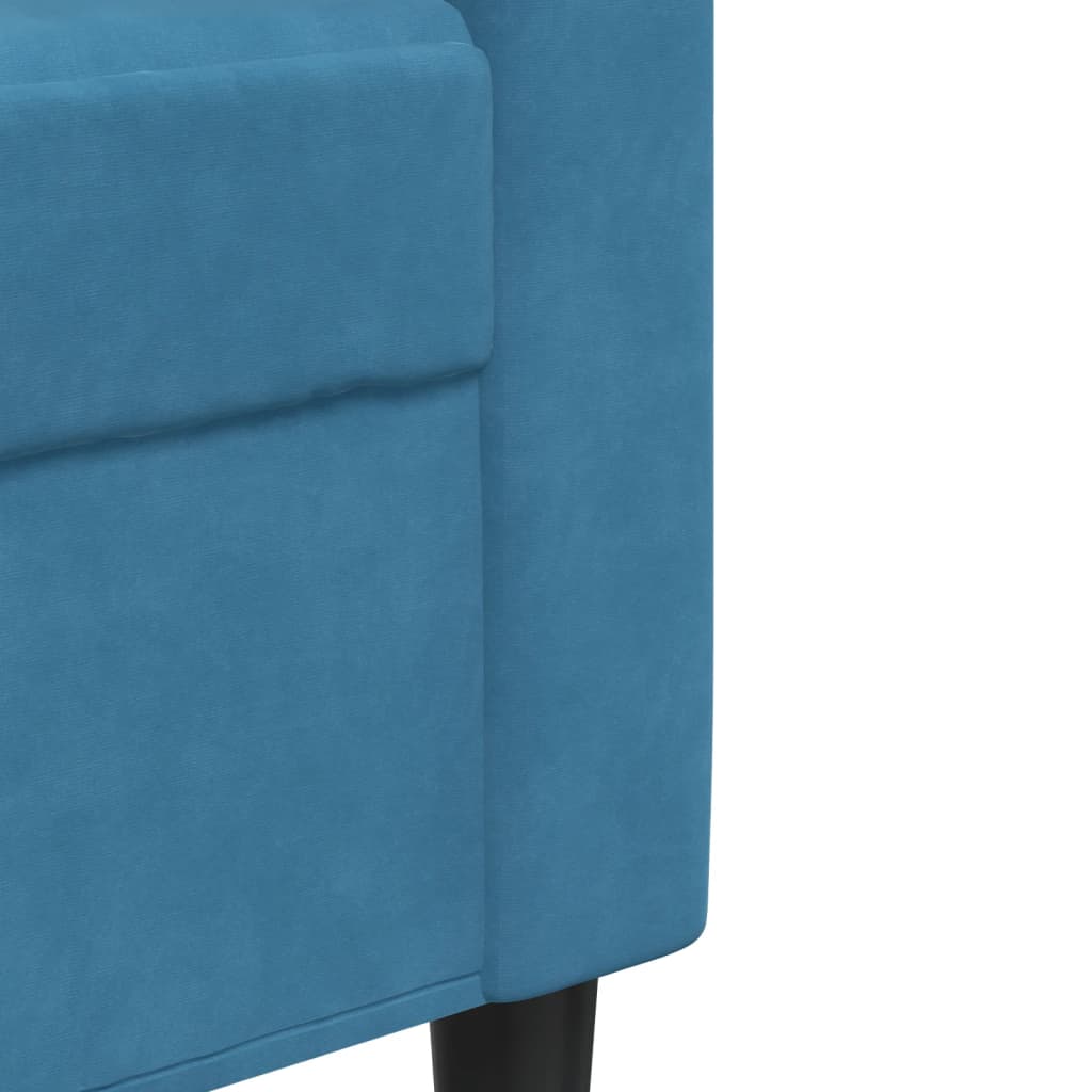 3-delige Loungeset met kussens en bolsters fluweel blauw