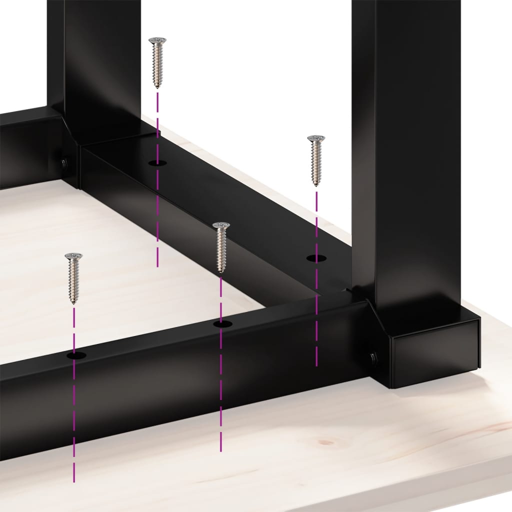 Salontafel O-frame 80x80x45 cm massief grenenhout en gietijzer