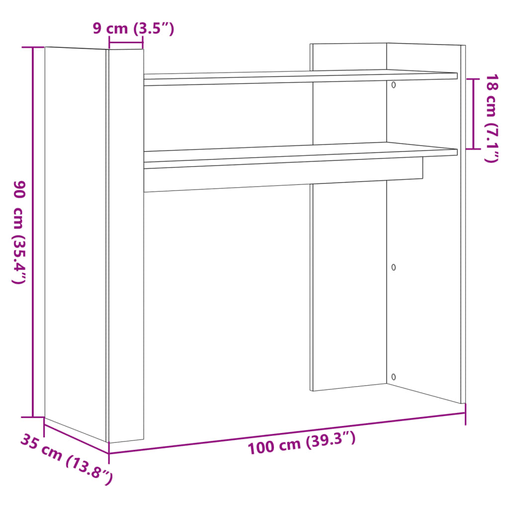 Wandtafel 100x35x90 cm bewerkt hout zwart