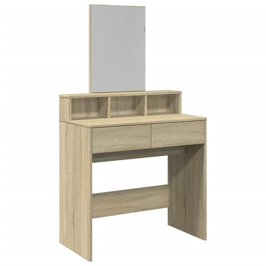 Kaptafel met spiegel 80x41x144,5 cm sonoma eikenkleurig