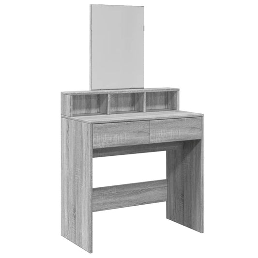 Kaptafel met spiegel 80x41x144,5 cm grijs sonoma