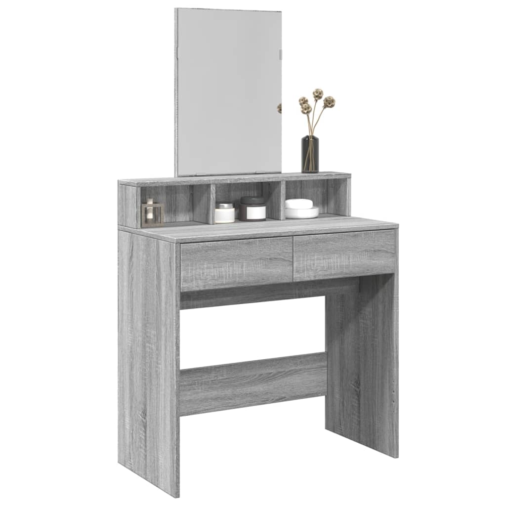 Kaptafel met spiegel 80x41x144,5 cm grijs sonoma