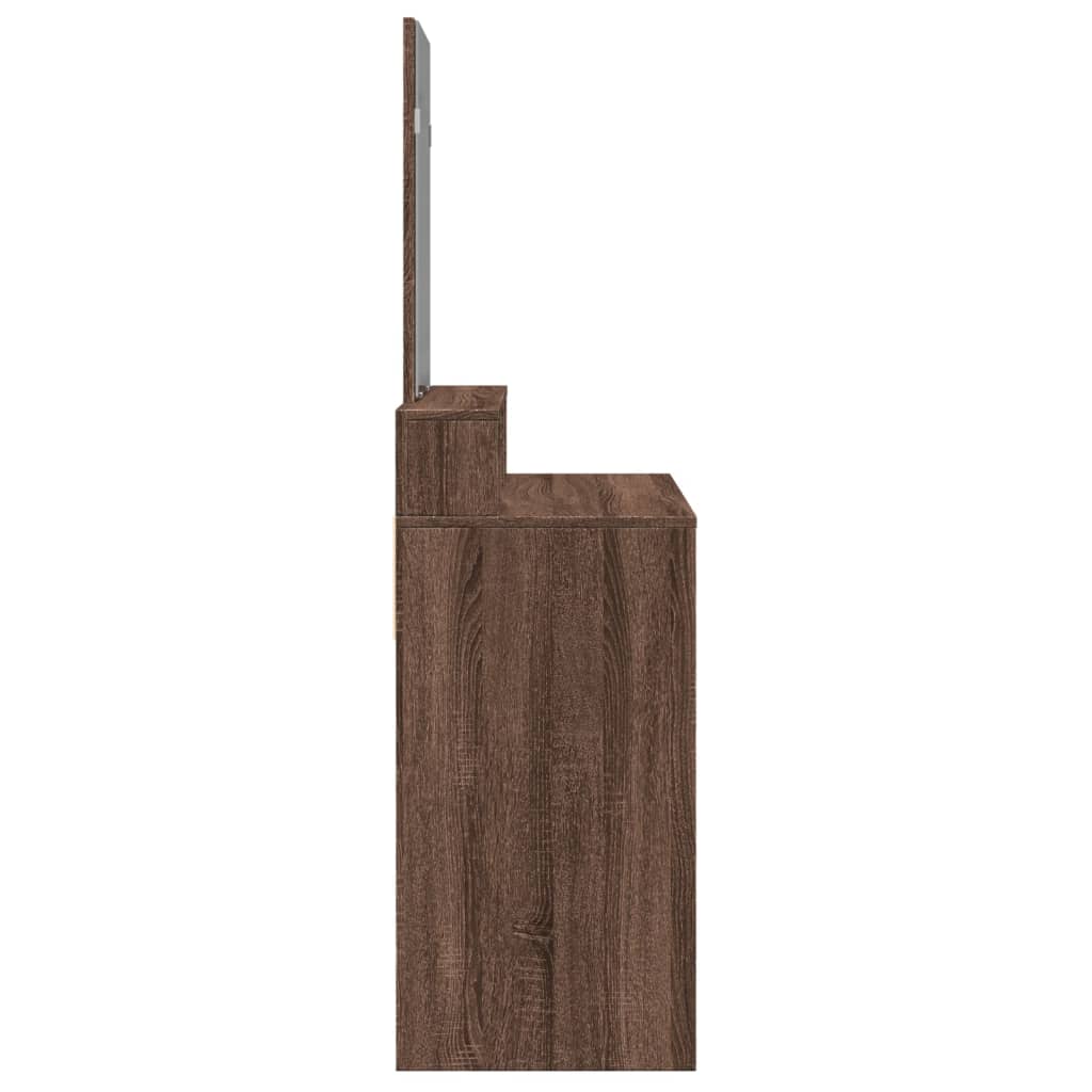 Kaptafel met spiegel 80x41x144,5 cm bruin eikenkleurig