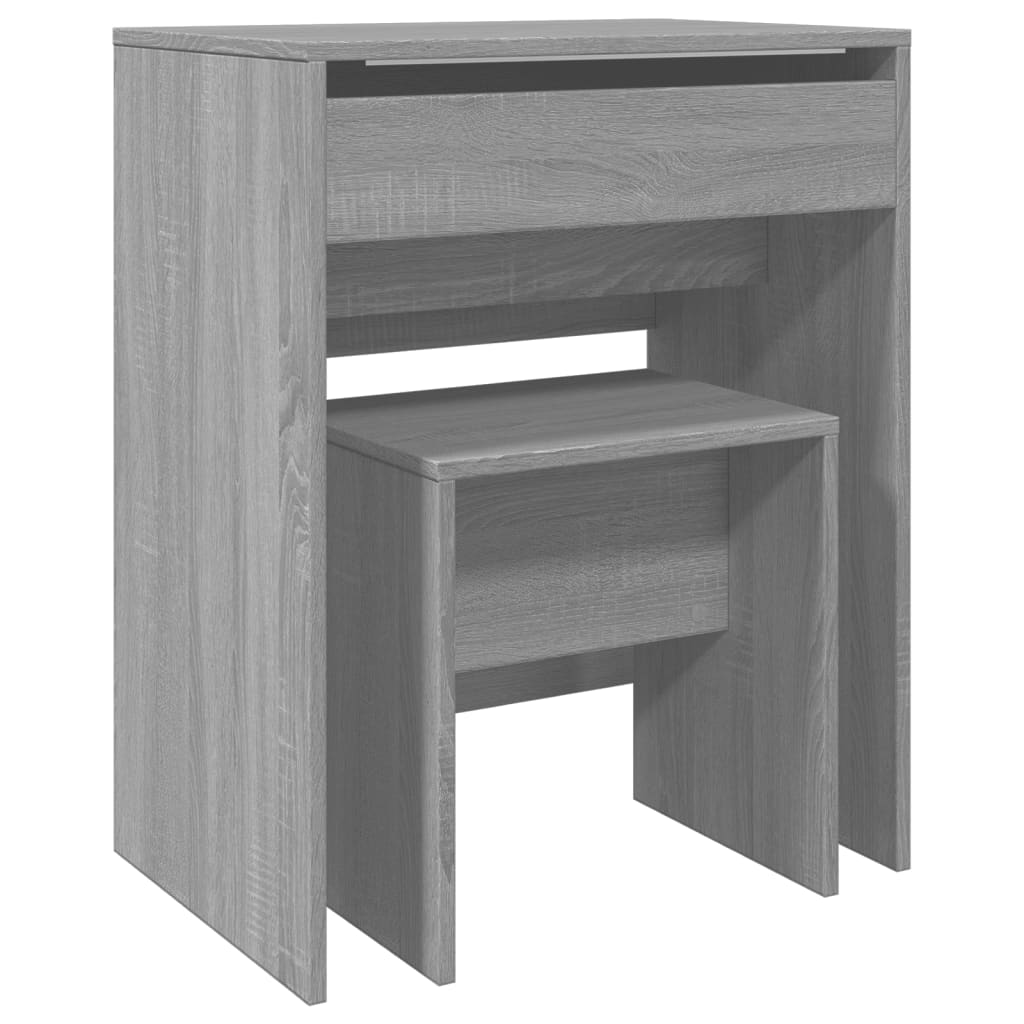 Kaptafel met krukje 60x40x113,5 cm grijs sonoma