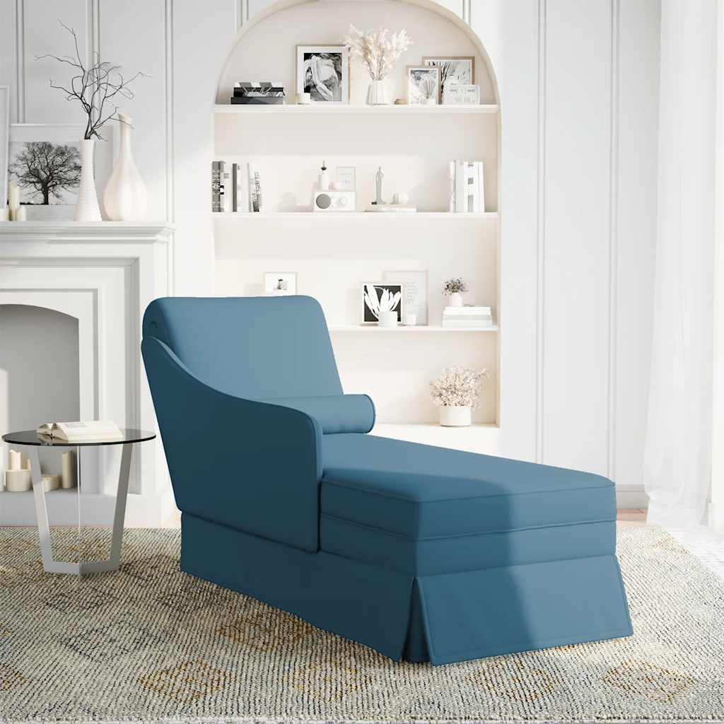 Chaise longue met bolster en rechterarmleuning fluweel blauw