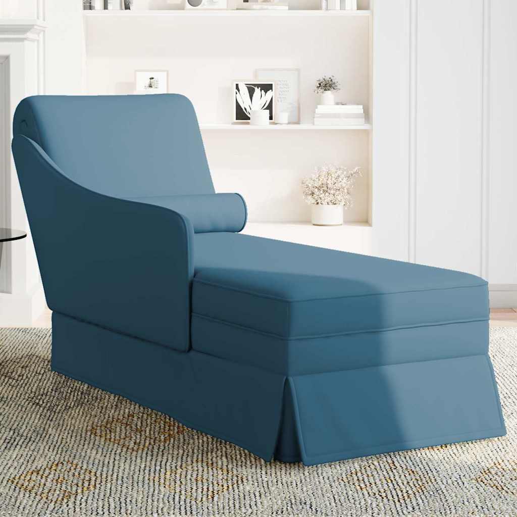 Chaise longue met bolster en rechterarmleuning fluweel blauw